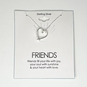 NWT Women’s Sterling Silver Friendship Engraved Quote Twisted Heart Necklace 18”